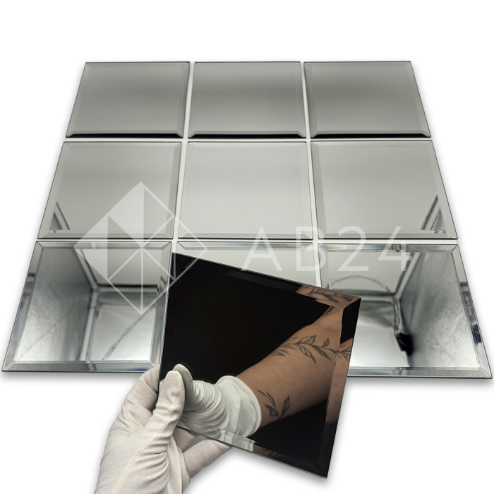 AV402: Зеркальная плитка с фацетным краем 150х150 мм, набор 10 шт