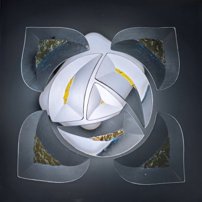 Бевелс AV54 дихроичный (8 элементов) 126 х 126 мм желтый мороз