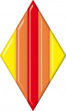 Фьюзинг ромб DFTO 006 желто-красного цвета, 7,6 cм х 12,7 cм