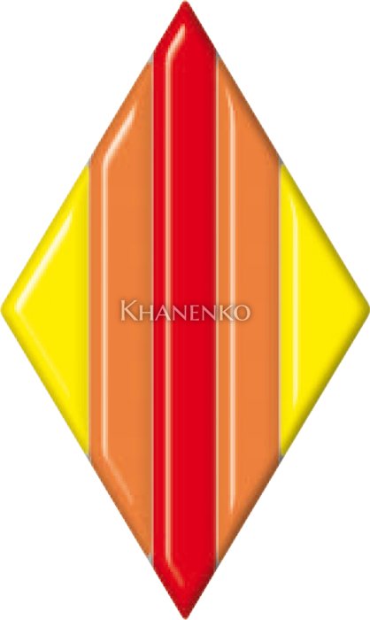 Фьюзинг ромб DFTO 006 желто-красного цвета, 7,6 cм х 12,7 cм