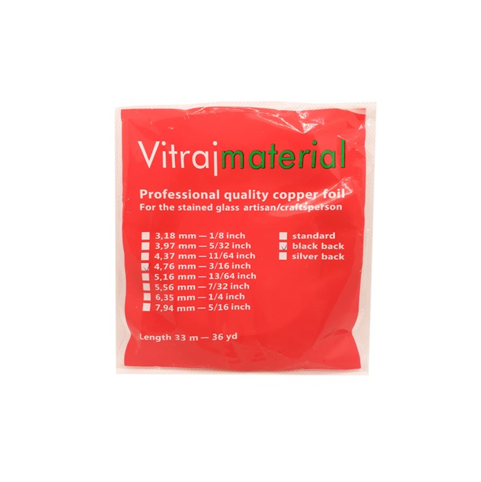 Медная фольга с дефектом с черной подложкой VitrajMaterial 4,76 мм