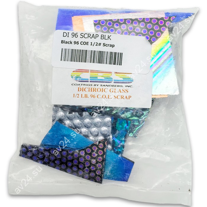 Дихроичное стекло для фьюзинга Wissmach Dichroic 96 COE черная подложка, набор 226 г