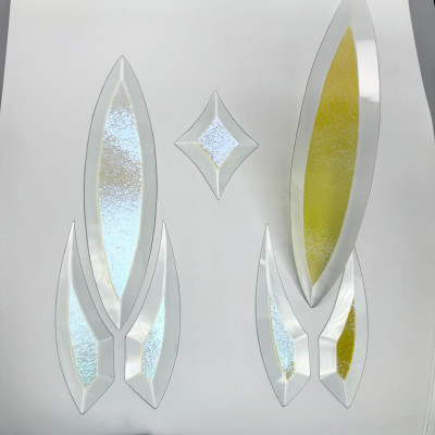 Бевелс AV166 дихроичный (7 элементов) 112 х 645 мм желтая шиншилла