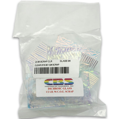 Дихроичное стекло для фьюзинга Wissmach Dichroic 96 COE прозрачная подложка, набор 226 г