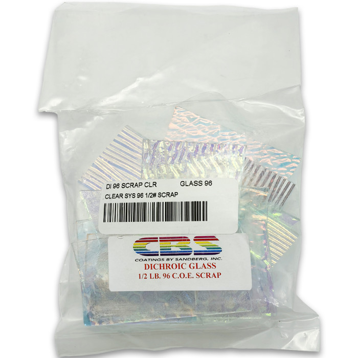 Дихроичное стекло для фьюзинга Wissmach Dichroic 96 COE прозрачная подложка, набор 226 г