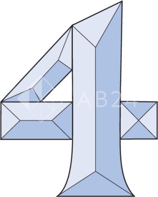 Бевелс AV114 в виде цифры (4 элемента) 80 х 100 мм