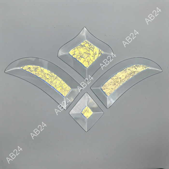 Бевелс AV35 дихроичный (4 элемента) синий мороз, 216 х 140 мм