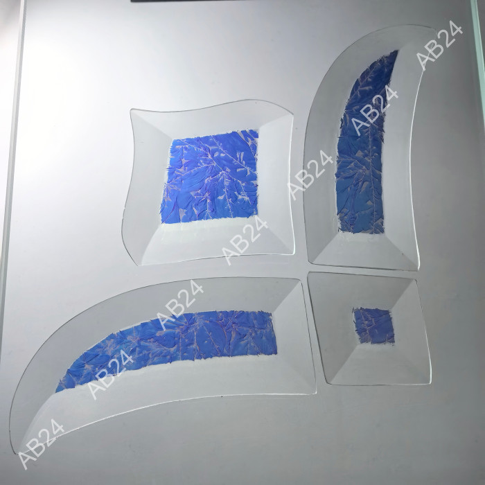 Бевелс AV35 дихроичный (4 элемента) синий мороз, 216 х 140 мм