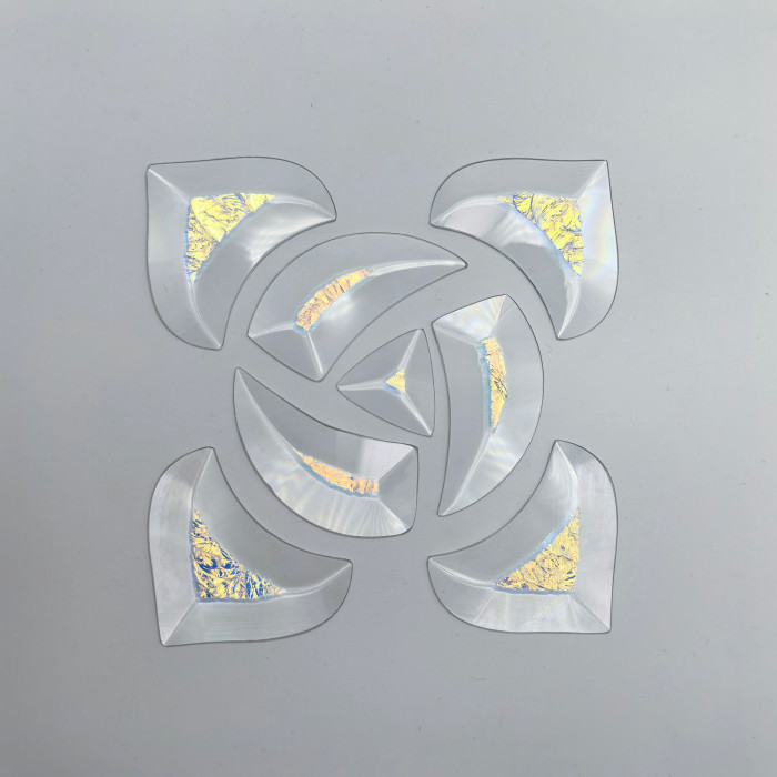 Бевелс AV54 дихроичный (8 элементов) 126 х 126 мм, синий мороз