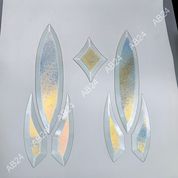 Бевелс AV166 дихроичный (7 элементов) 112 х 645 мм синяя шиншилла