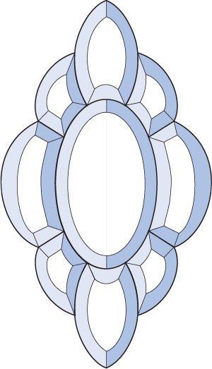 Бевелс AV57 дверной (9 элементов) 203 х 365 мм
