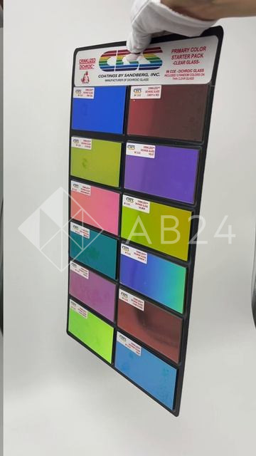 Набор дихроичного стекла для фьюзинга CBS Dichroic COE 96 на черной основе (12 шт)