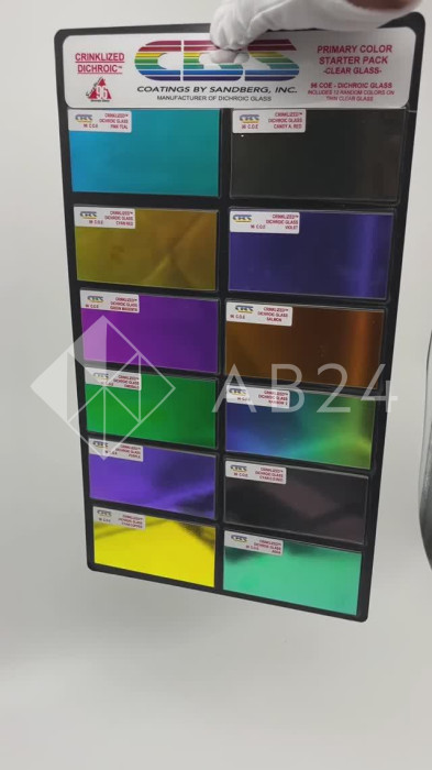 Набор дихроичного стекла для фьюзинга CBS Dichroic CRINKLIZED COE 96 на прозрачной основе (12 шт)