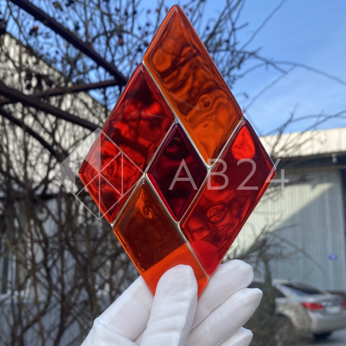 Фьюзинг ромб DFTQ 001 красно-розового, 10 см х 17 см