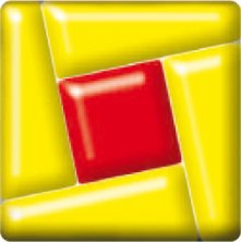 Фьюзинг квадрат DFTС 006 желто-красного цвета, 4 см